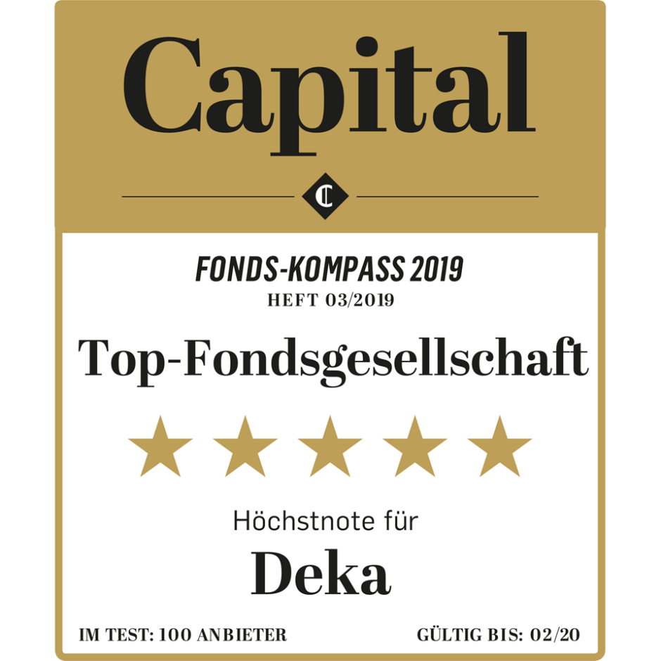 „Wo das Geld gut aufgehoben ist“ Capital-Fonds-Kompass: Deka erneut mit Bestnote ausgezeichnet